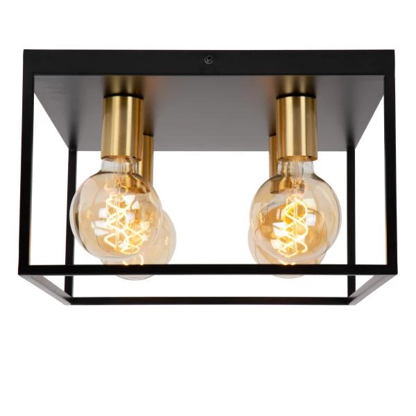 Lucide RUBEN - Flush ceiling light - 4xE27 - Black - detail 1